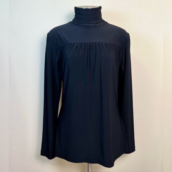 SUZIE IN THE CITY Black Long Sleeve Stretchy Turtleneck Top Size Medium - Picture 4 of 7